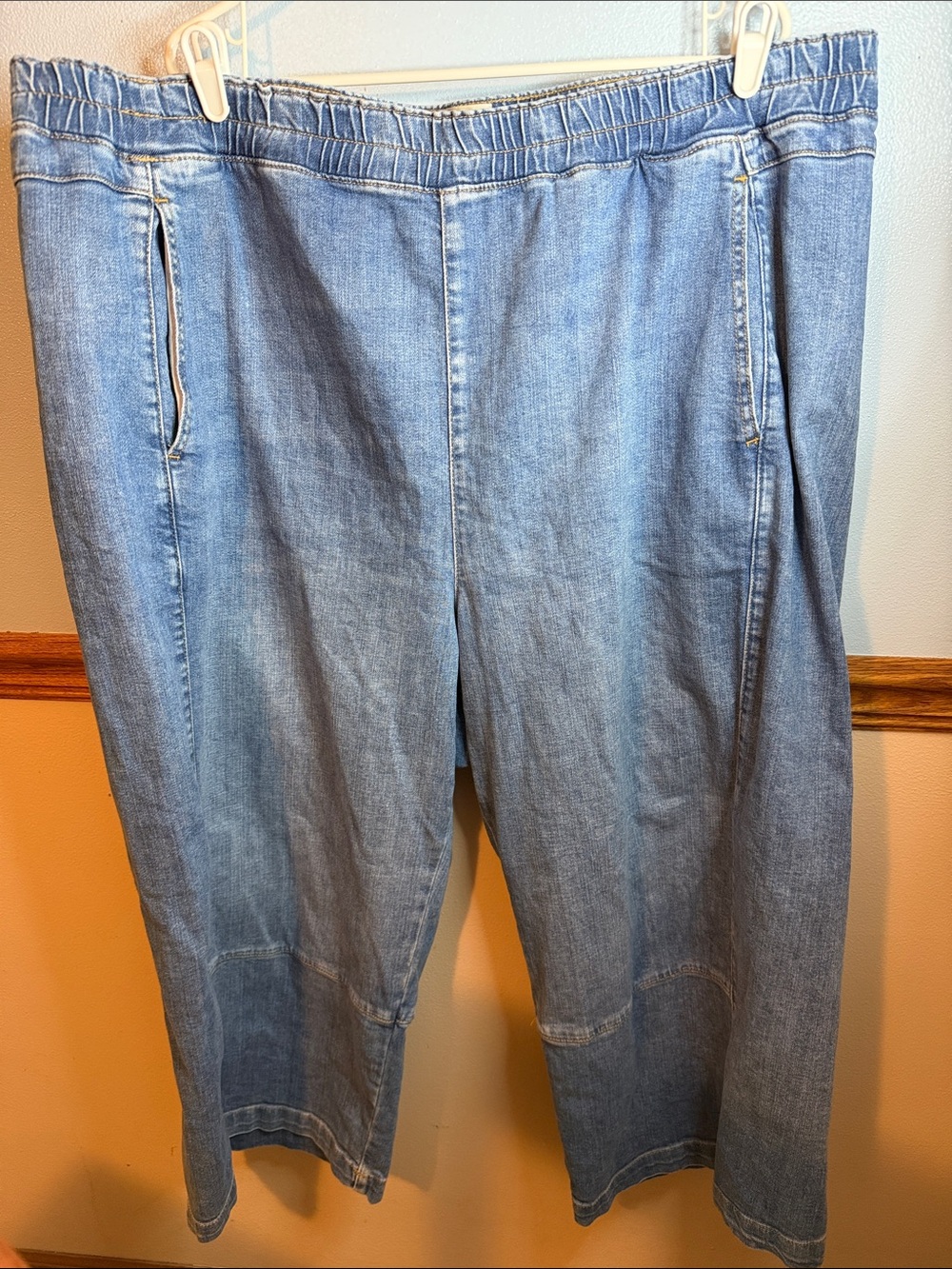 Anthropologie Pilcro Pull On Wide Leg Cropped Denim Jeans Plus Size 3X